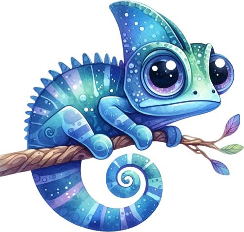 Watercolour chameleon wall art - watercolour,