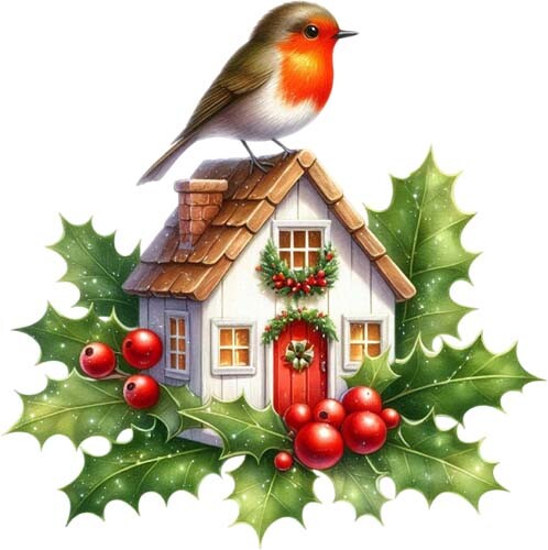 Christmas robin bird house - robin,