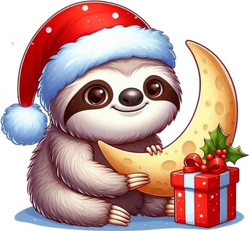 Christmas baby sloth wall art - christmas,