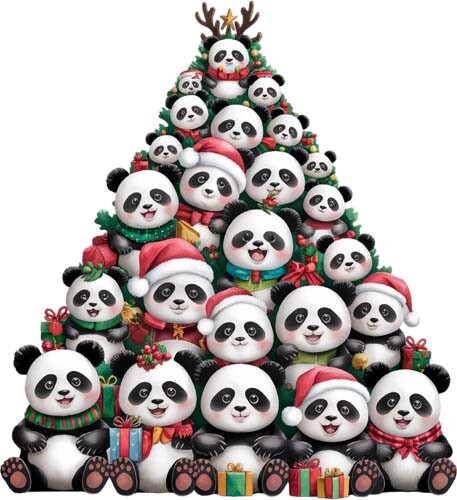 Colour christmas panda tree - panda,