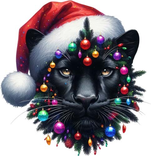 Christmas black panther - black, wall