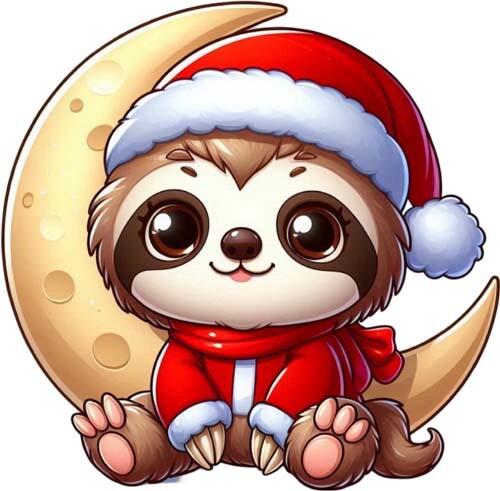 Christmas baby sloth - wall, art