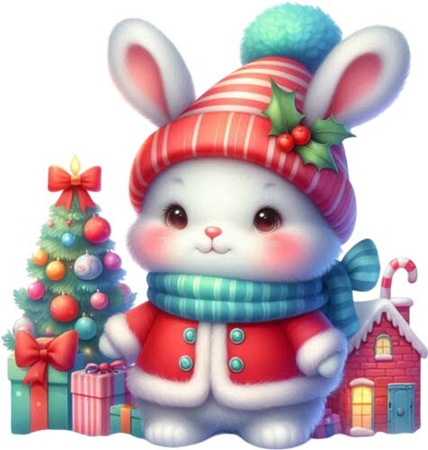 Christmas bunny rabbit - rabbit, wall