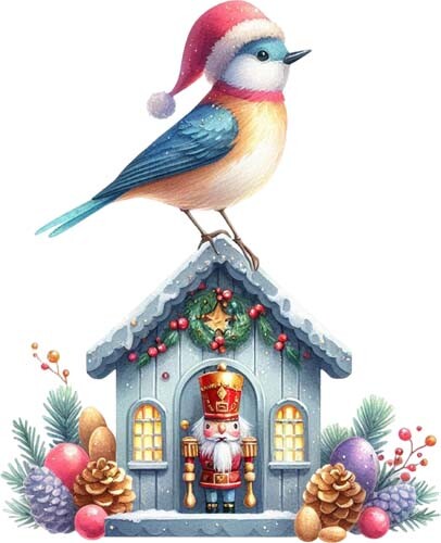 Christmas bird house - wall, art