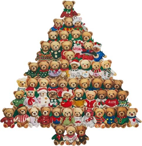 Colour christmas teddy tree - colour,