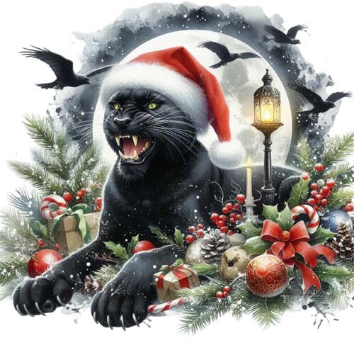 Christmas black panther wall - black,