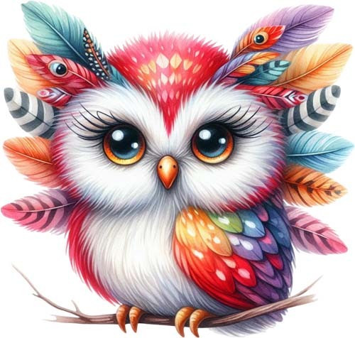 Watercolour owl bird - owl,