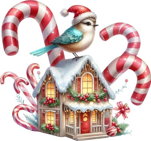 Christmas bird house - christmas, wall