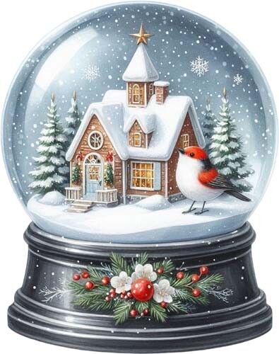 Colour christmas bird house - bird,