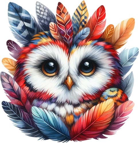 Watercolour owl bird wall - bird,