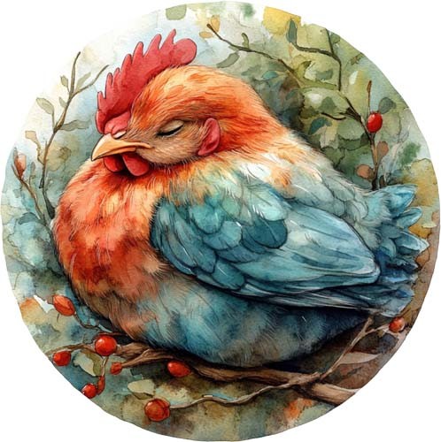 Watercolour chicken wall art - watercolour,