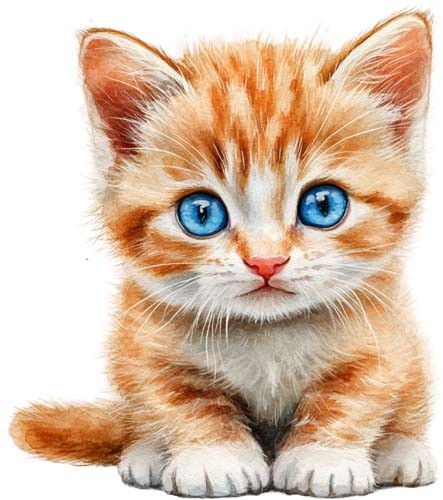 Watercolour kitten wall - watercolour, art