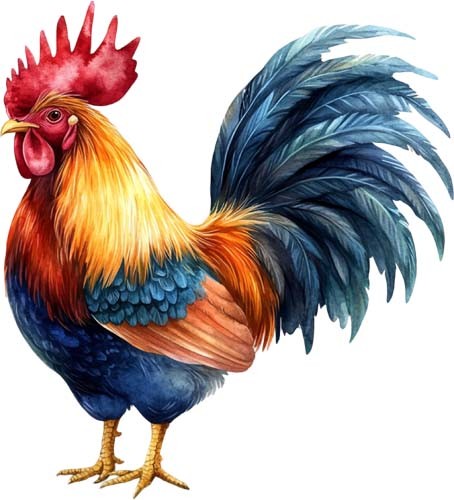 Watercolour chicken wall art - watercolour,