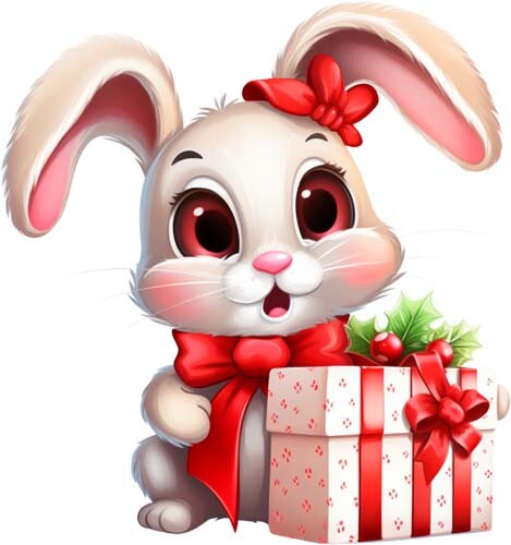 Christmas cartoon rabbit wall - christmas,