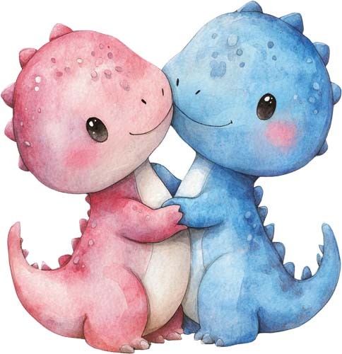Watercolour dinosaur wall - watercolour, art