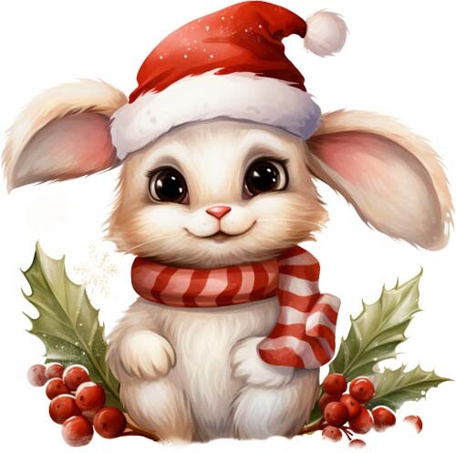 Christmas cartoon rabbit - christmas, wall