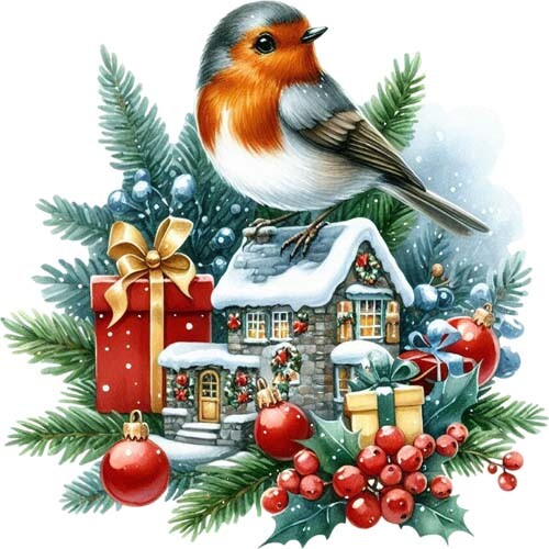 Christmas robin bird house - robin,