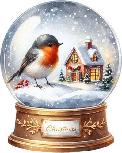 Colour christmas bird - bird, house