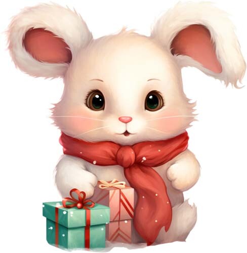 Christmas cartoon rabbit - christmas,