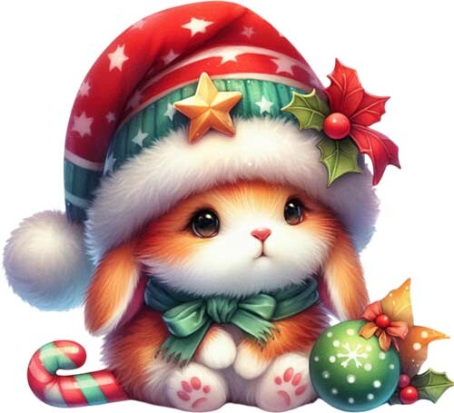 Christmas bunny rabbit wall - rabbit,