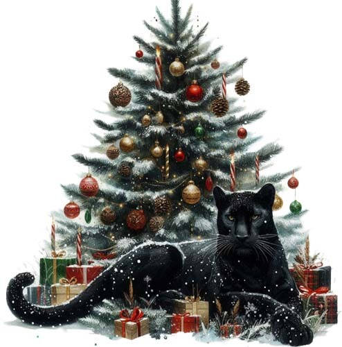 Christmas black panther wall - black,