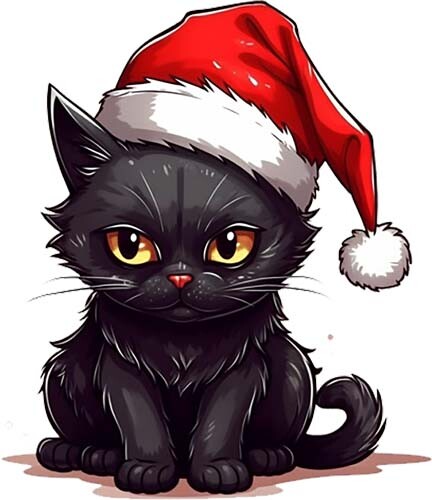 Colourful christmas black - black, cat