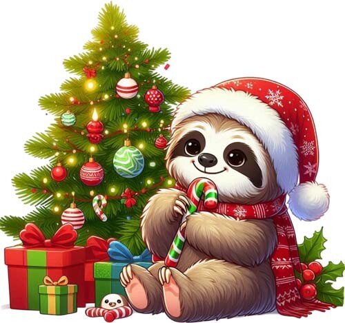 Colour christmas tree - christmas, sloth