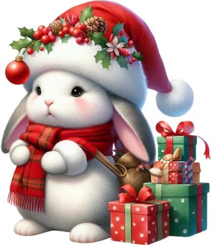 Christmas bunny rabbit wall - rabbit,