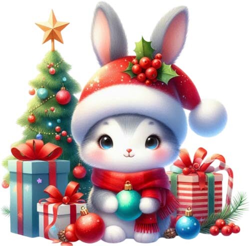 Christmas bunny rabbit - bunny, wall