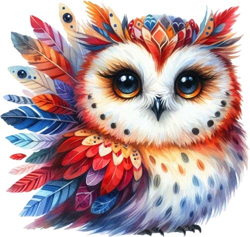 Watercolour owl bird wall art - bird,