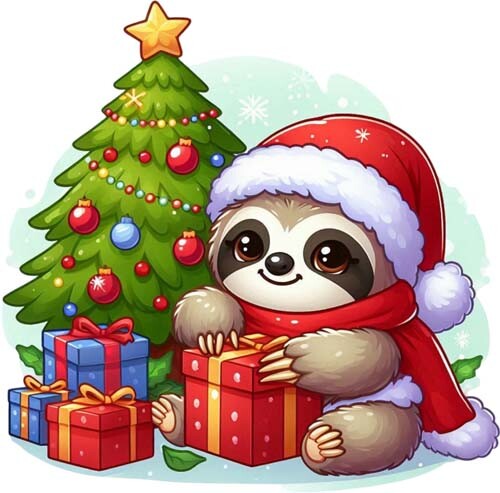 Colour christmas tree - colour, sloth