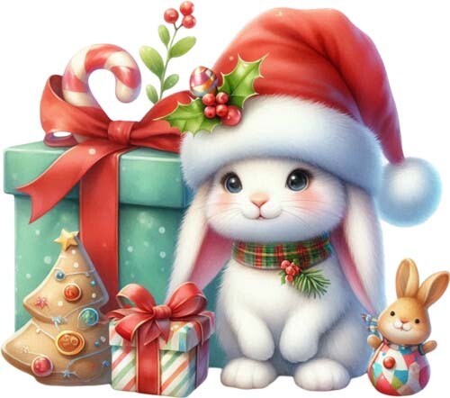 Christmas bunny rabbit wall - christmas,