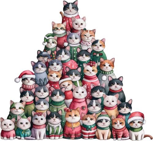 Christmas cat tree wall - tree,