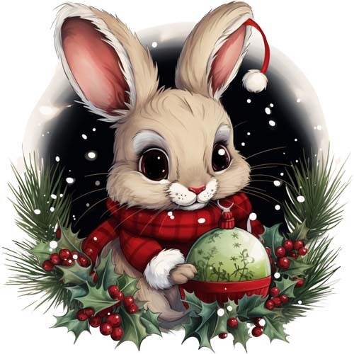 Christmas cartoon rabbit wall - cartoon,